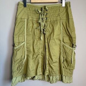 Womens Utility Cargo Knee Skirt Green *EU Size 38 Fairycore Hippie Gorp Festival
